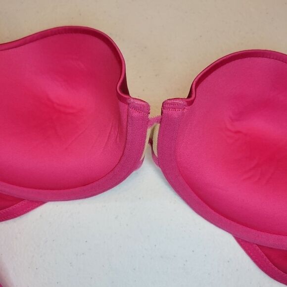 JEZEBEL Y2K Hot Pink Padded Underwire Bra 34C Faux Zipper Cups - Picture 9 of 12